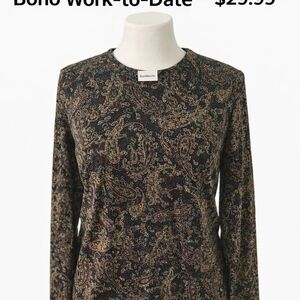 🖤 Vintage BonWorth Paisley Blouse Women XL 90s Y2K Boho Work-to-Date Barbie